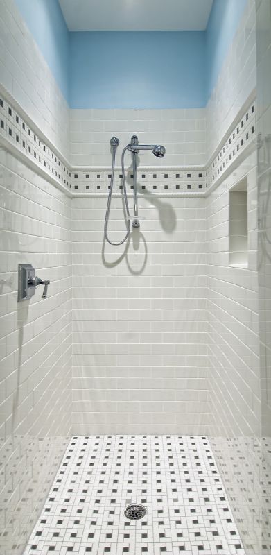Finished Shower with Modern Fixtures